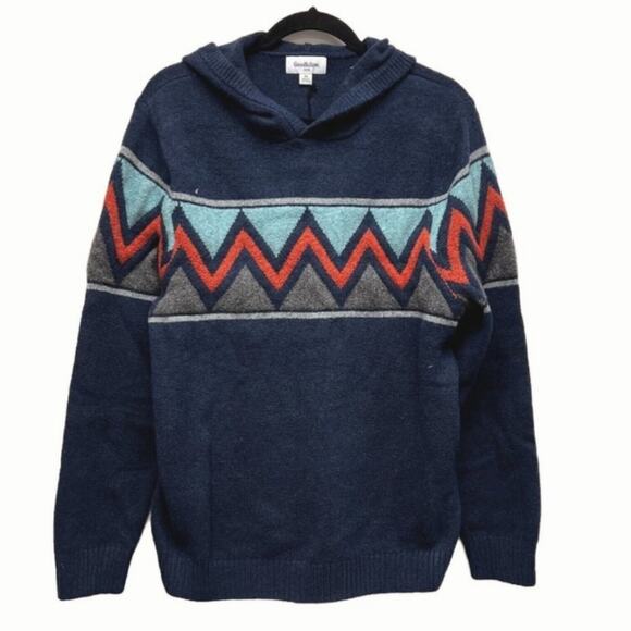 [B6] Goodfellow & Co. Navy Blue Hooded Long Sleeve Pullover - Picture 3 of 6